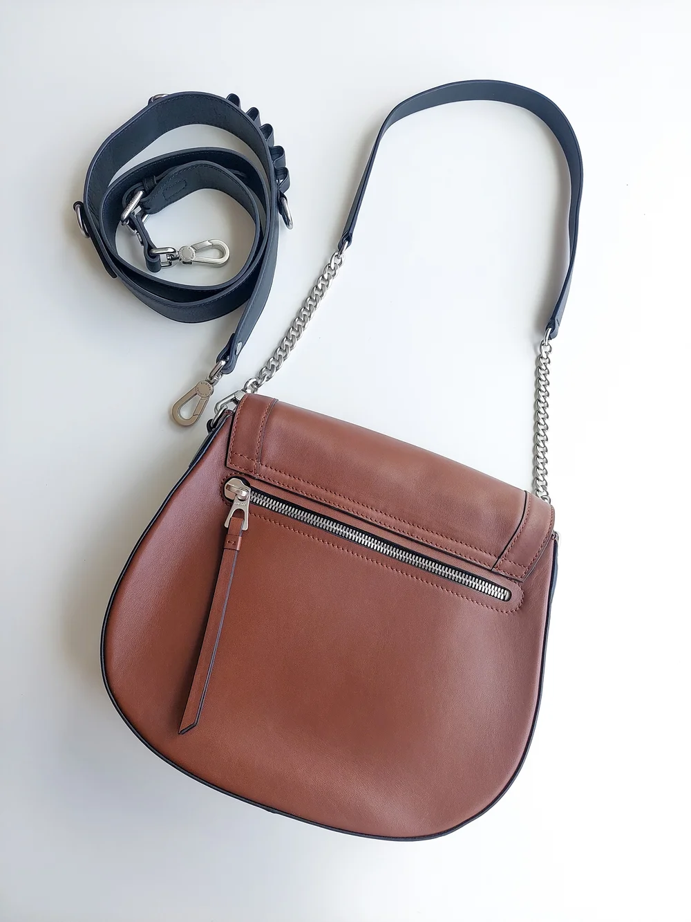 Rudsak Brown Leather Crossbody Bag with Chain Strap Shoulder Purse - Picture 5 of 11